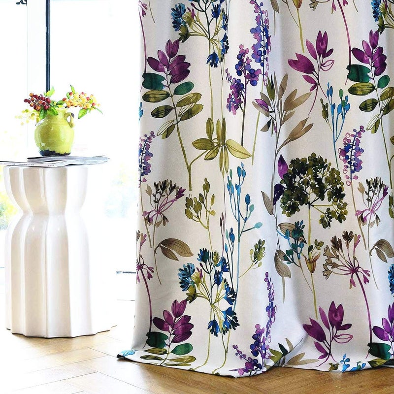 MYRU 1 Pair Purple Blue Flower Curtains for Living Room,Blackout Window Drapes for Bedroom (2 x 54x84 Inch) - Image 5